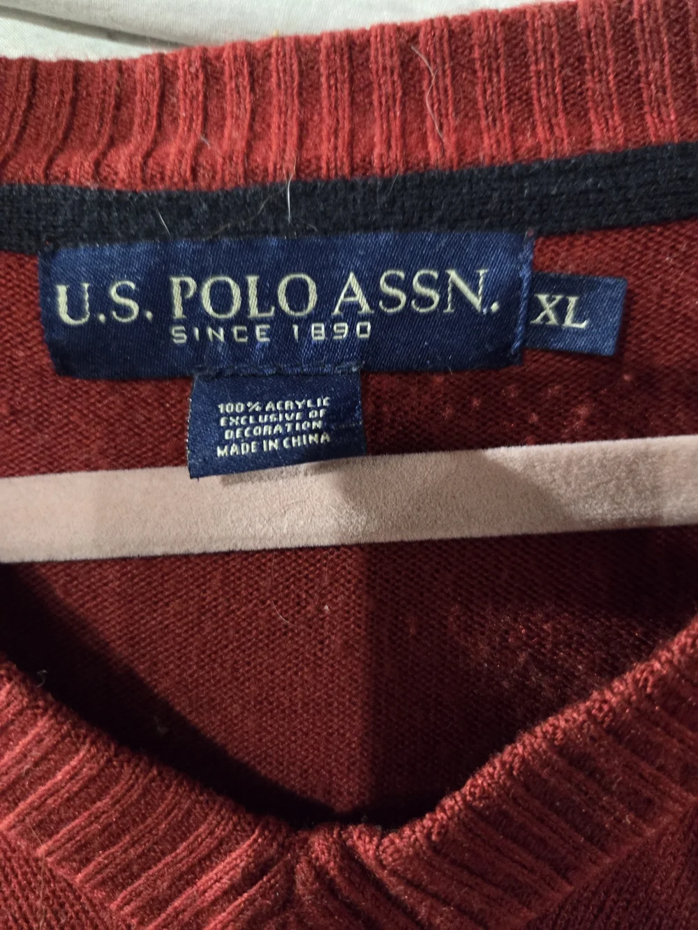 U.S. Polo Assn. Men's Deep Red V-Neck Sweater